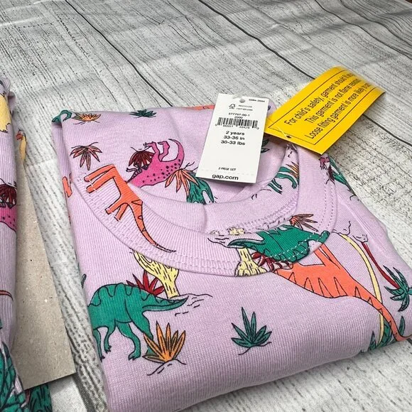 NWT Baby Gap 2 Piece Pjs lavender dinosaur print size 2T - Picture 3 of 11